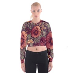 Flowers Pattern Cropped Sweatshirt