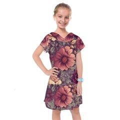 Flowers Pattern Kids  Drop Waist Dress by Simbadda