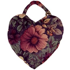 Flowers Pattern Giant Heart Shaped Tote by Simbadda