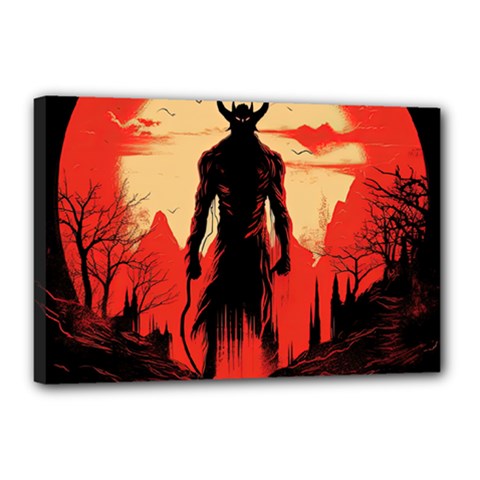 Demon Halloween Canvas 18  X 12  (stretched) by Simbadda