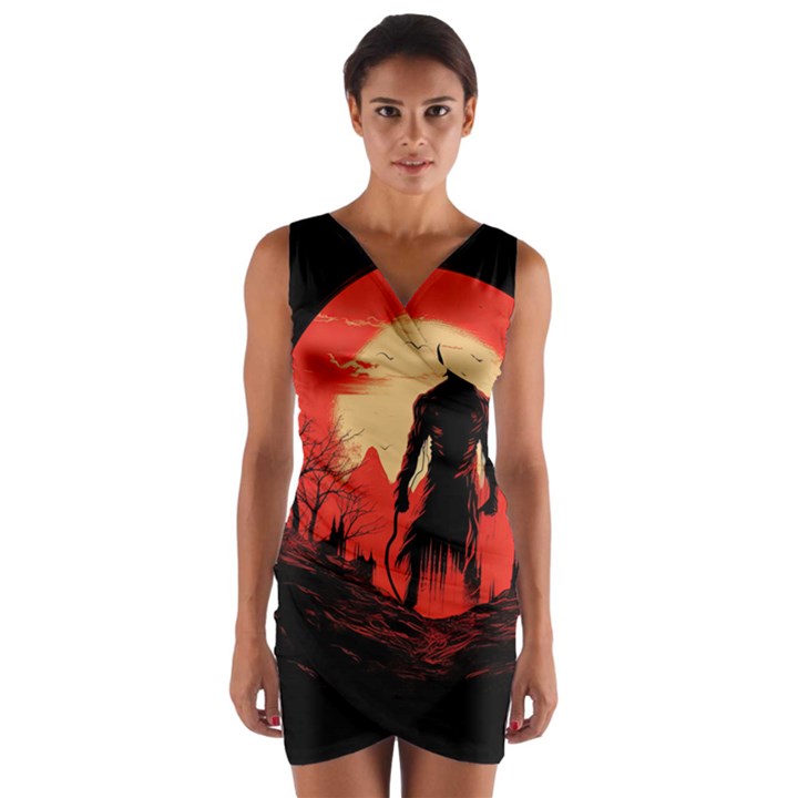 Demon Halloween Wrap Front Bodycon Dress