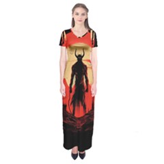 Demon Halloween Short Sleeve Maxi Dress by Simbadda