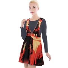 Demon Halloween Plunge Pinafore Velour Dress by Simbadda