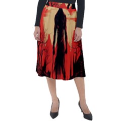 Demon Halloween Classic Velour Midi Skirt  by Simbadda