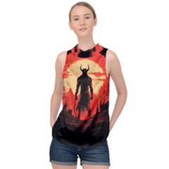 Demon Halloween High Neck Satin Top by Simbadda