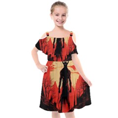 Demon Halloween Kids  Cut Out Shoulders Chiffon Dress by Simbadda