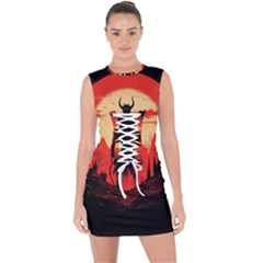 Demon Halloween Lace Up Front Bodycon Dress by Simbadda