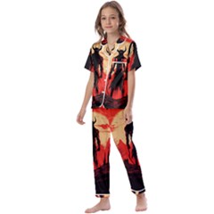 Demon Halloween Kids  Satin Short Sleeve Pajamas Set by Simbadda