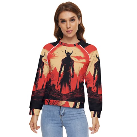 Demon Halloween Women s Long Sleeve Raglan Tee by Simbadda