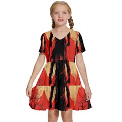 Demon Halloween Kids  Short Sleeve Tiered Mini Dress by Simbadda