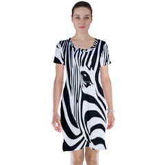 Animal Cute Pattern Art Zebra Short Sleeve Nightdress by Amaryn4rt