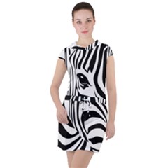 Animal Cute Pattern Art Zebra Drawstring Hooded Dress by Amaryn4rt