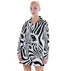 Animal Cute Pattern Art Zebra Women s Long Sleeve Casual Dress by Amaryn4rt