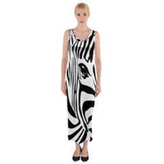 Animal Cute Pattern Art Zebra Fitted Maxi Dress by Amaryn4rt