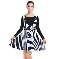 Animal Cute Pattern Art Zebra Plunge Pinafore Dress by Amaryn4rt