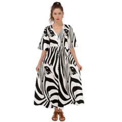 Animal Cute Pattern Art Zebra Kimono Sleeve Boho Dress by Amaryn4rt