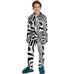 Animal Cute Pattern Art Zebra Kids  Long Sleeve Velvet Pajamas Set by Amaryn4rt