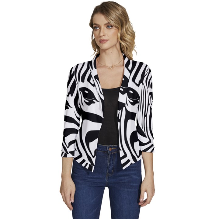 Animal Cute Pattern Art Zebra Women s Casual 3/4 Sleeve Spring Jacket