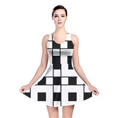 Black And White Pattern Reversible Skater Dress by Amaryn4rt