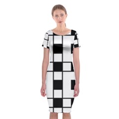 Black And White Pattern Classic Short Sleeve Midi Dress by Amaryn4rt