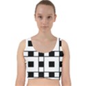 Black And White Pattern Velvet Racer Back Crop Top View1