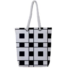 Black And White Pattern Full Print Rope Handle Tote (Small)