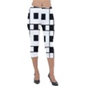 Black And White Pattern Lightweight Velour Capri Leggings  View1