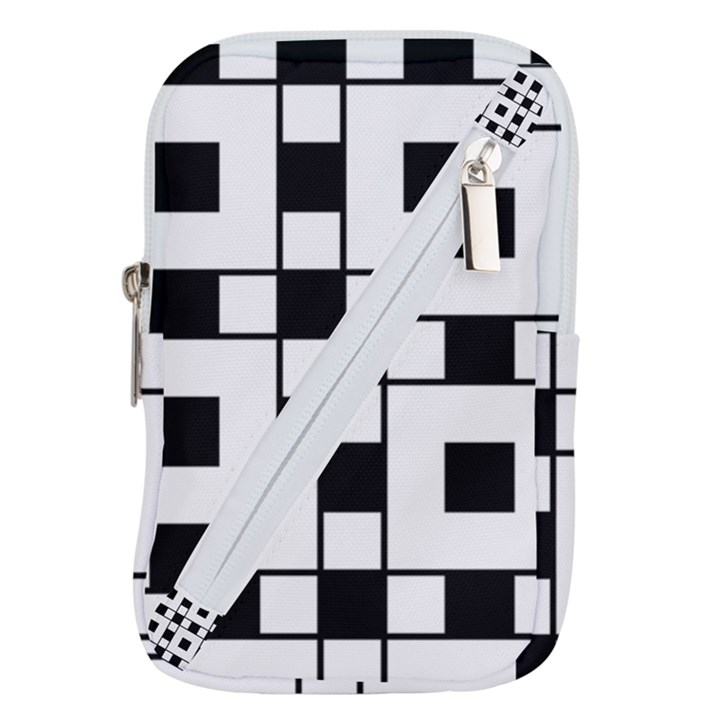 Black And White Pattern Belt Pouch Bag (Large)