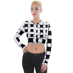 Black And White Pattern Long Sleeve Cropped Velvet Jacket