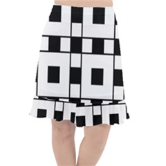 Black And White Pattern Fishtail Chiffon Skirt