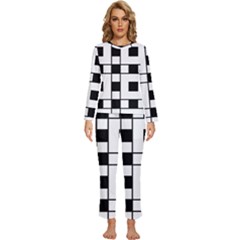 Black And White Pattern Womens  Long Sleeve Lightweight Pajamas Set