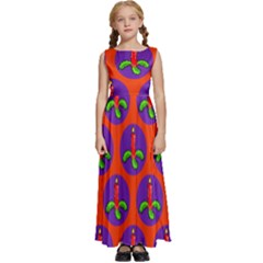 Christmas Candles Seamless Pattern Kids  Satin Sleeveless Maxi Dress by Amaryn4rt