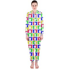 Colorful Curtains Seamless Pattern Hooded Jumpsuit (ladies)