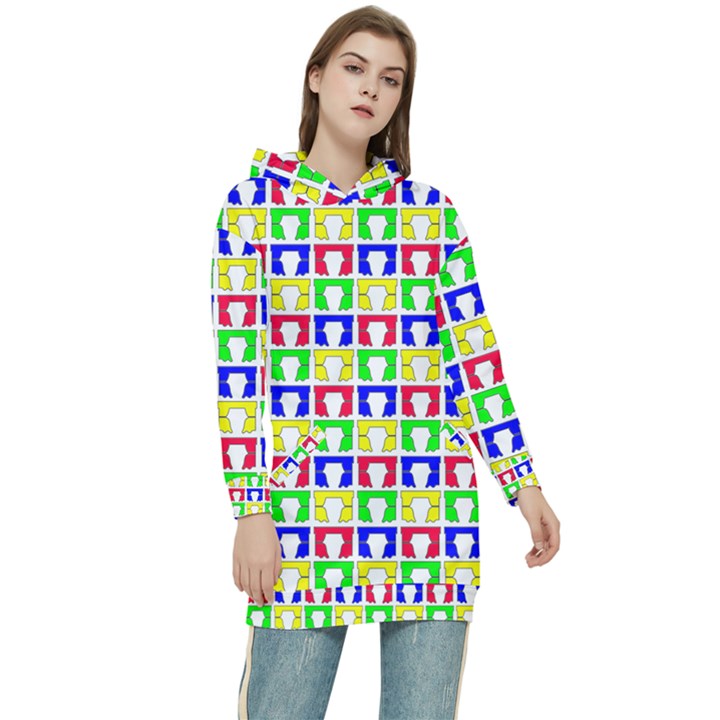 Colorful Curtains Seamless Pattern Women s Long Oversized Pullover Hoodie