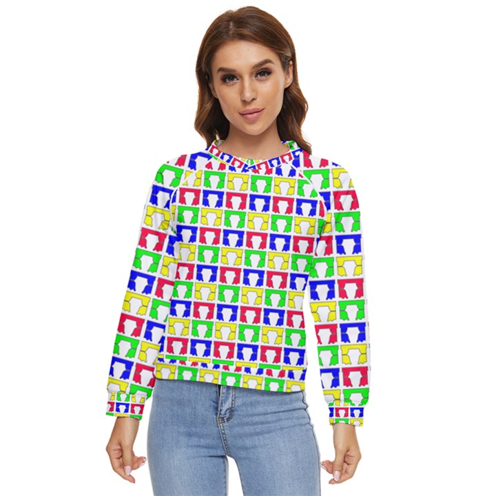 Colorful Curtains Seamless Pattern Women s Long Sleeve Raglan Tee