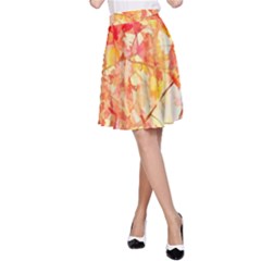 Monotype Art Pattern Leaves Colored Autumn A-line Skirt by Amaryn4rt