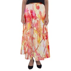 Monotype Art Pattern Leaves Colored Autumn Flared Maxi Skirt by Amaryn4rt