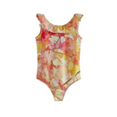 Monotype Art Pattern Leaves Colored Autumn Kids  Frill Swimsuit by Amaryn4rt