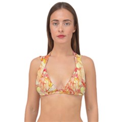 Monotype Art Pattern Leaves Colored Autumn Double Strap Halter Bikini Top by Amaryn4rt