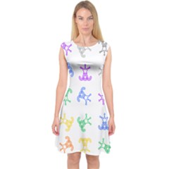 Rainbow Clown Pattern Capsleeve Midi Dress by Amaryn4rt