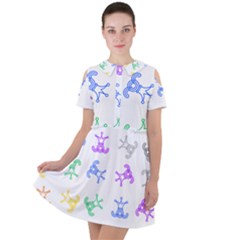 Rainbow Clown Pattern Short Sleeve Shoulder Cut Out Dress  by Amaryn4rt