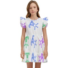 Rainbow Clown Pattern Kids  Winged Sleeve Dress by Amaryn4rt