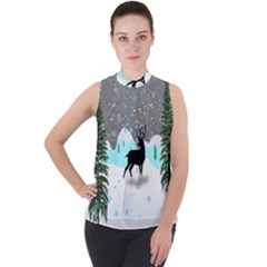 Rocky Mountain High Colorado Mock Neck Chiffon Sleeveless Top by Amaryn4rt