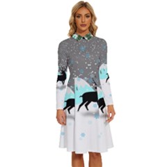 Rocky Mountain High Colorado Long Sleeve Shirt Collar A-line Dress by Amaryn4rt