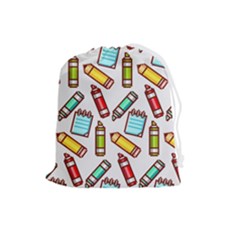 Seamless Pixel Art Pattern Drawstring Pouch (large) by Amaryn4rt