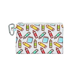 Seamless Pixel Art Pattern Canvas Cosmetic Bag (small) by Amaryn4rt