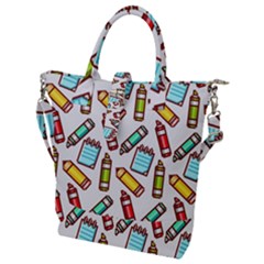 Seamless Pixel Art Pattern Buckle Top Tote Bag by Amaryn4rt