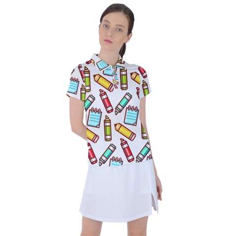 Seamless Pixel Art Pattern Women s Polo Tee by Amaryn4rt