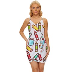 Seamless Pixel Art Pattern Wrap Tie Front Dress by Amaryn4rt