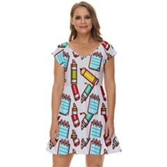 Seamless Pixel Art Pattern Short Sleeve Tiered Mini Dress by Amaryn4rt